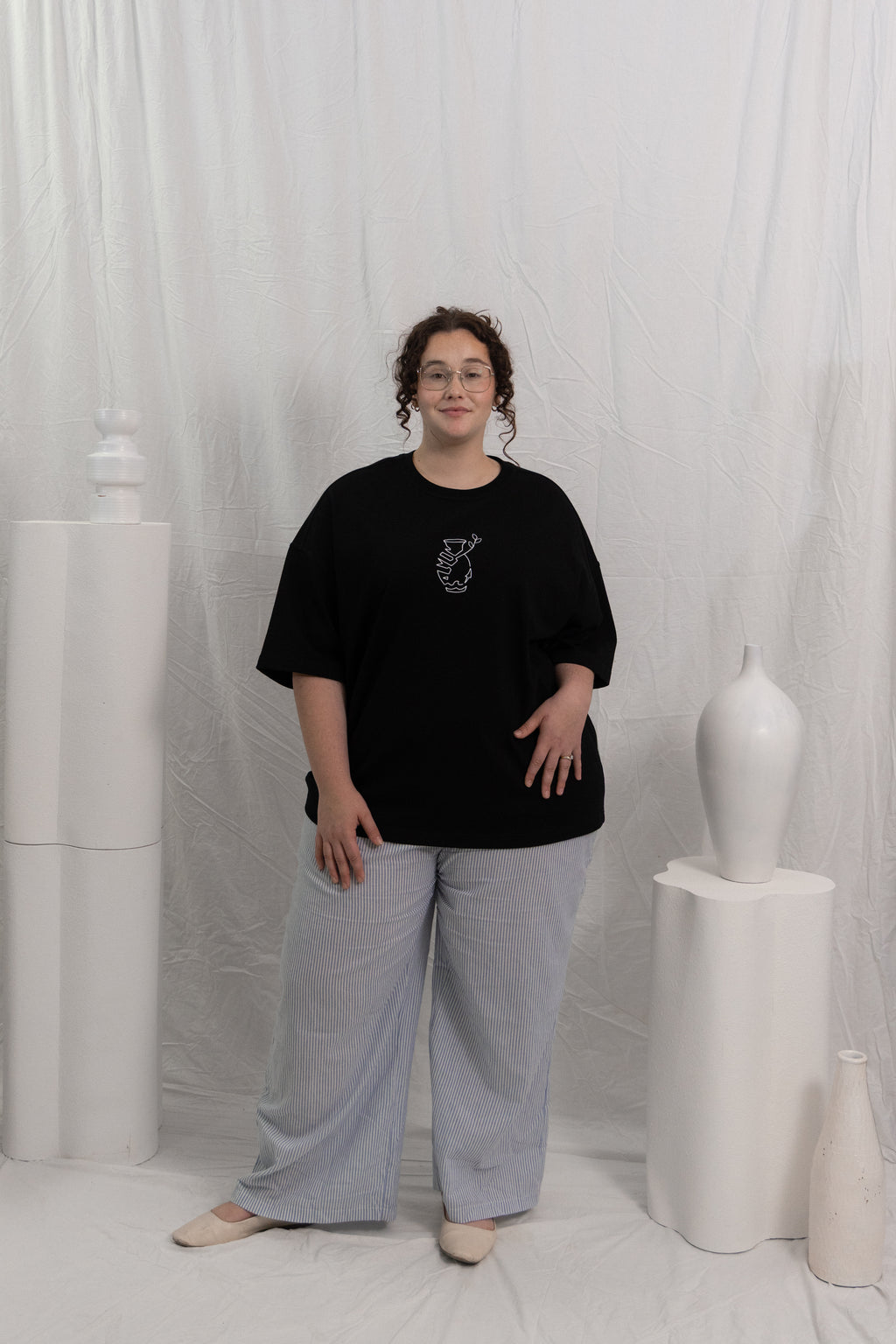 “Broken Vessel” Oversize Black T-Shirt