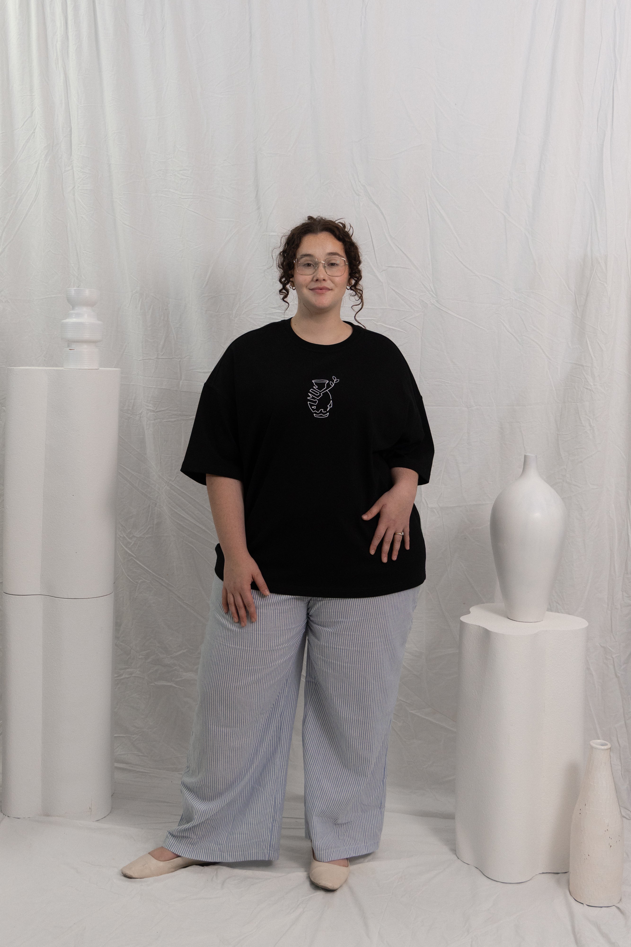 “Broken Vessel” Oversize Black T-Shirt