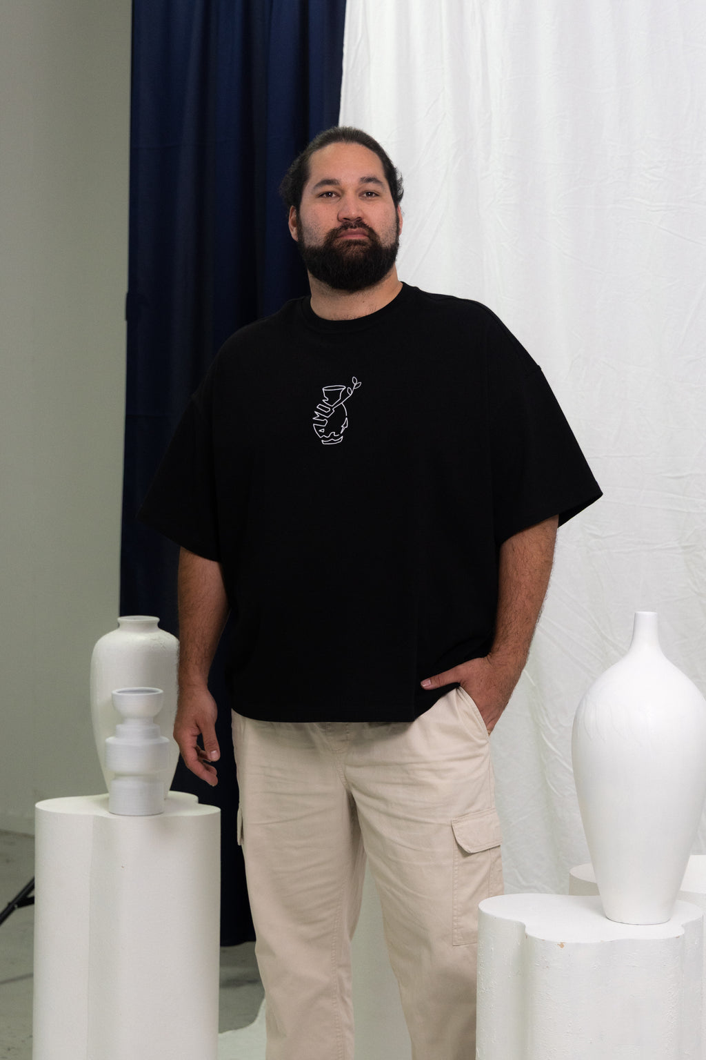 “Broken Vessel” Oversize Black T-Shirt