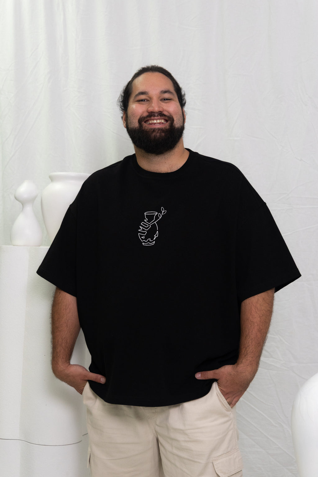 “Broken Vessel” Oversize Black T-Shirt