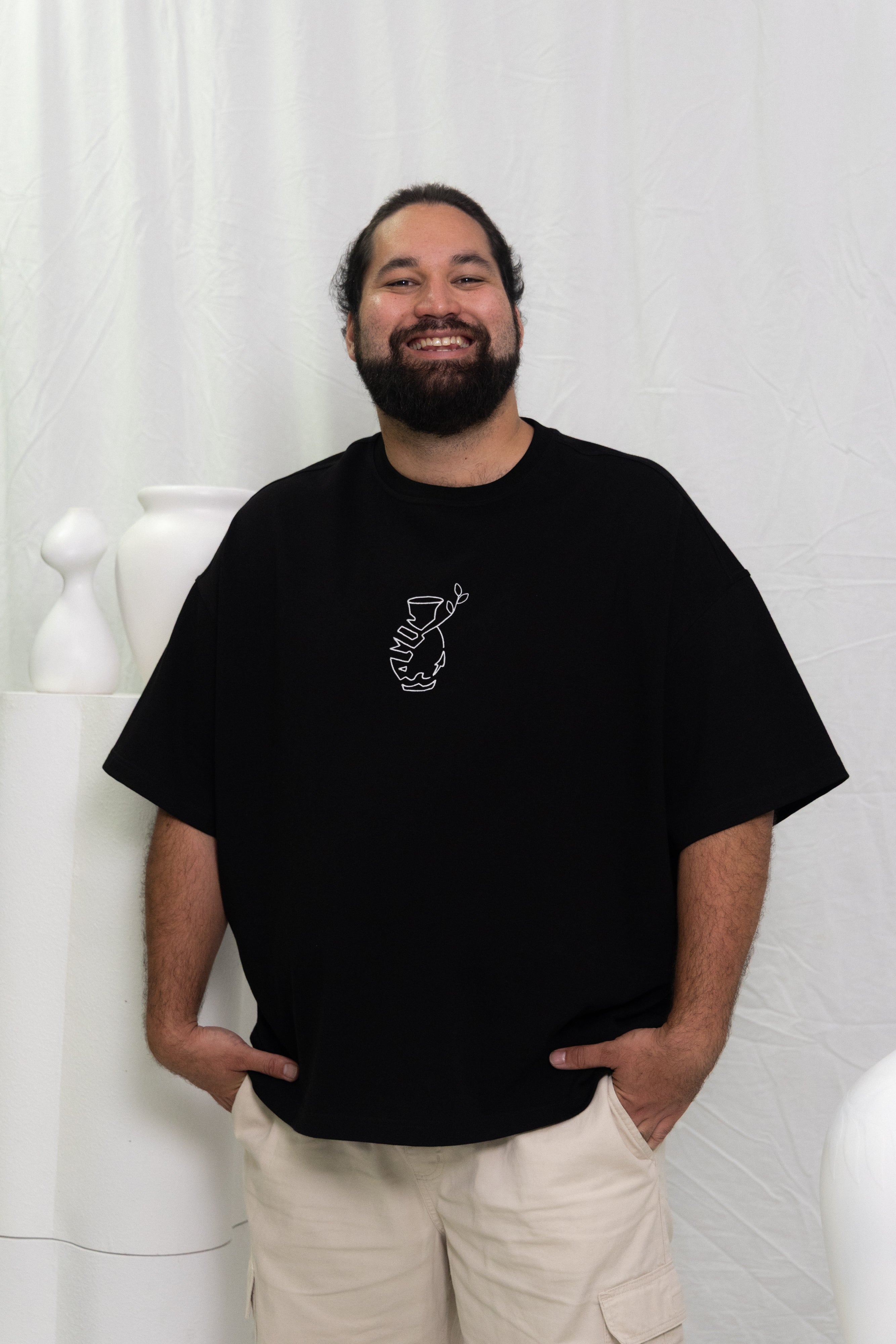 “Broken Vessel” Oversize Black T-Shirt