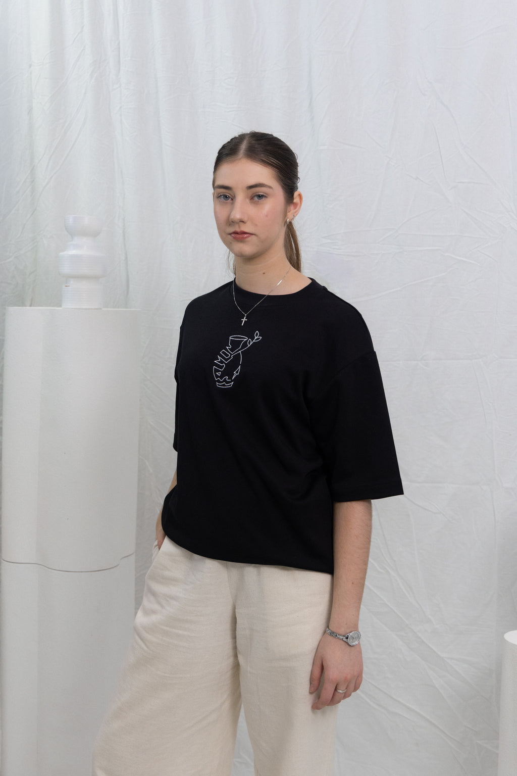 “Broken Vessel” Oversize Black T-Shirt